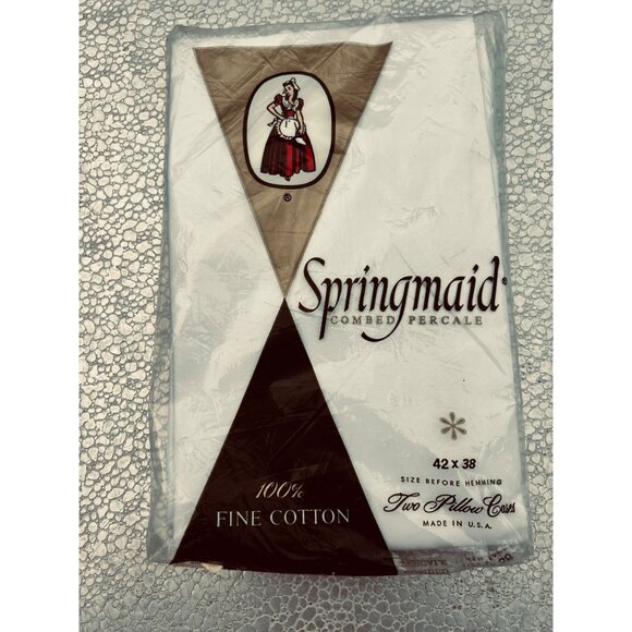 Vintage Springmaid Pillowcases Combed Percale 100% Cotton White NEW OLD Stock - Picture 1 of 3